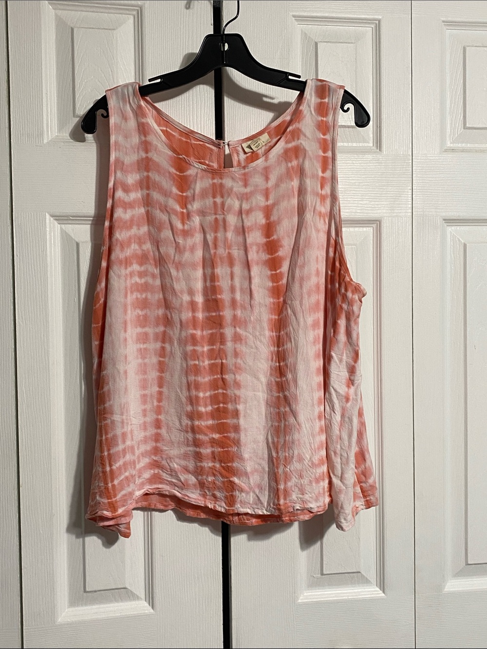 Ana peach & white sleeveless blouse top shirt size XXL